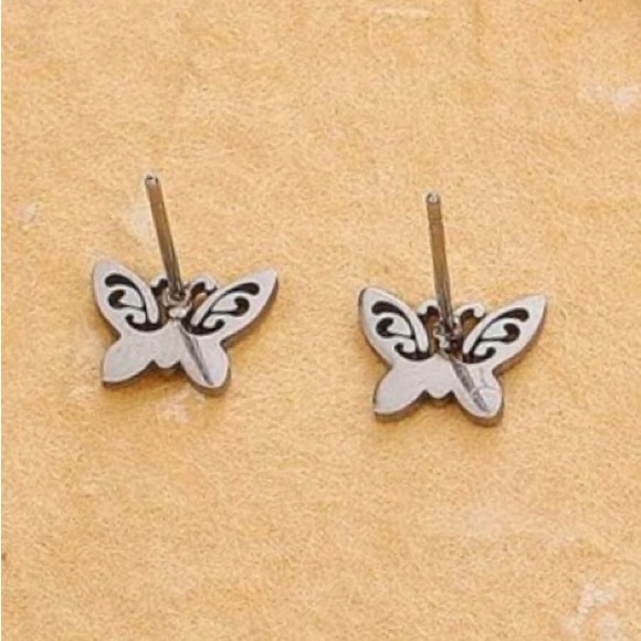 “Curlicue Butterfly” Coil Spiral Swirl Loop Twist Scroll Ringlet Mini Steel Stud - Picture 9 of 16